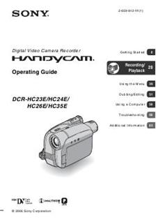 Sony DCR HC 26 E manual. Camera Instructions.